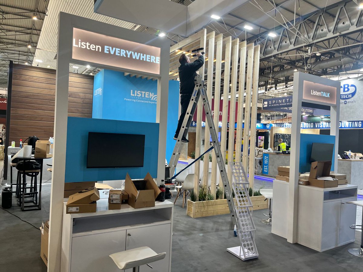 ListenTech's tweet photo. The #ListenTech team is in Barcelona for #ISE2023! Visit stand 3P750 to learn how our products are #Accessible #Inclusive and #Compliant. 

Everyone shipped a box marked "stuff" to the trade show, right? Just us? 

#AssistiveTechnology #AssistiveListening #ListenTech #HearClearly https://t.co/iFjusWuuAF