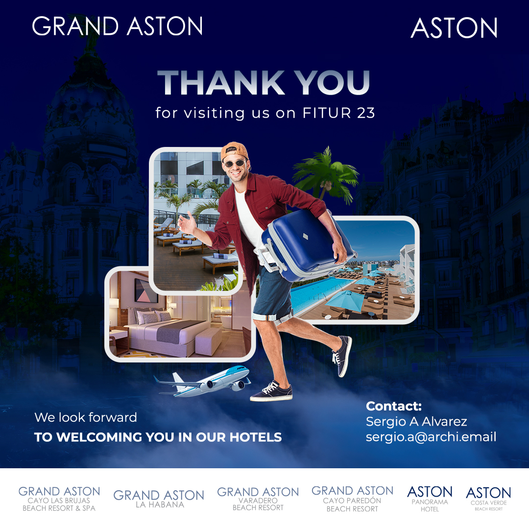 ASTONLaHabana's tweet photo. THANK YOU for visiting us on FITUR 23
#fitur2023 #hotels #thankyouforvisiting #grandastonlahabana https://t.co/yPJKbuU3oo