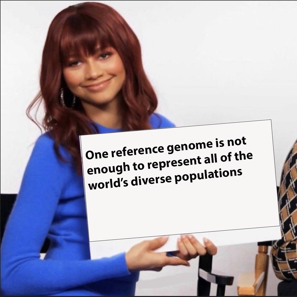 genome_gov's tweet photo. Using one reference genome to study all humans doesn’t quite work. It can’t possibly represent everyone! That’s why researchers are working to create a “pangenome,” a collection of genomes in which everyone’s differences are represented. https://t.co/j8mOqgxwX5 https://t.co/9HQMhF2Z8b