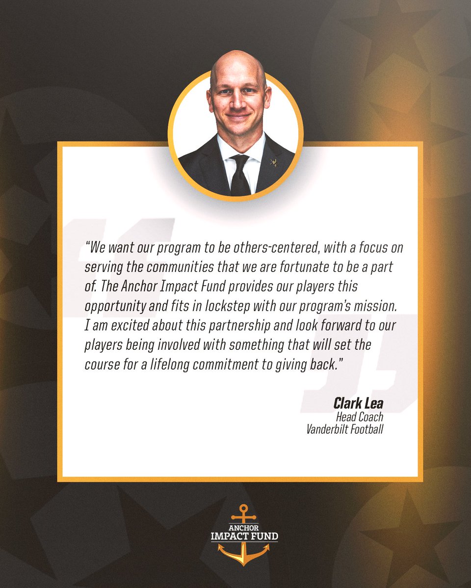 AnchorImpact's tweet image. High praise from one of Vanderbilt's own.

🗣️ @Coach_Lea 

#AnchorImpact