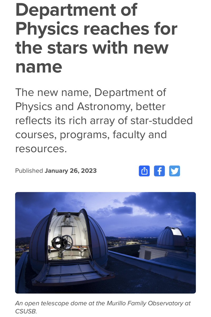 csusbcns's tweet photo. Presenting our newly renamed Department of Physics *and* Astronomy. Reaching for the stars! #CSUSBPhysics #CSUSBAstronomy #astronomy #CSUSBNaturalSciences 🔭⭐️💫☄️✨🪐 #WeDefineTheFuture #Coyote4Life Read: https://t.co/YChRq9J08u https://t.co/dzr4RaSM2q