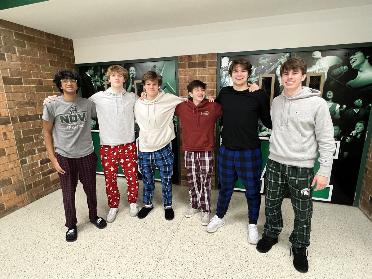 NCSD's tweet photo. 💚 @NoviHighSchool isn’t horsing around when it comes to Rivals Week Spirit Days. #PJDay #NoviTogether #NoviPride https://t.co/ckN7Z1ssao