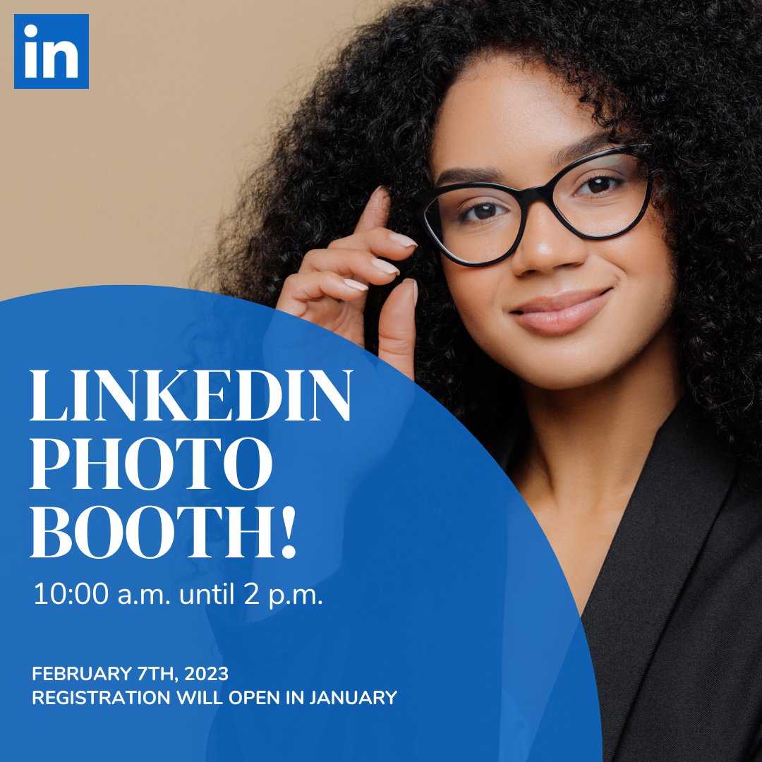 BryantGradProg's tweet photo. Do not miss out on the LinkedIn photo booth on February 7th, 2023! 📸

The booth will run from 10:00 a.m. until 2 p.m. and registration will open in January. 

#BryantUniversity #PhotoBooth #BryantGraduatePrograms https://t.co/RDrEgoCPVb