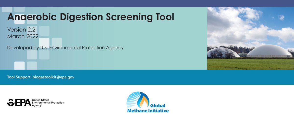 GlobalMethane's tweet photo. Interested in assessing the potential feasibility of an anaerobic digestion project? The Anaerobic Digestion Screening Tool developed by GMI and @EPA can help you get started! Check it out here: https://t.co/BXrmqMLNCl #FastClimateAction https://t.co/mYKiFchBbu