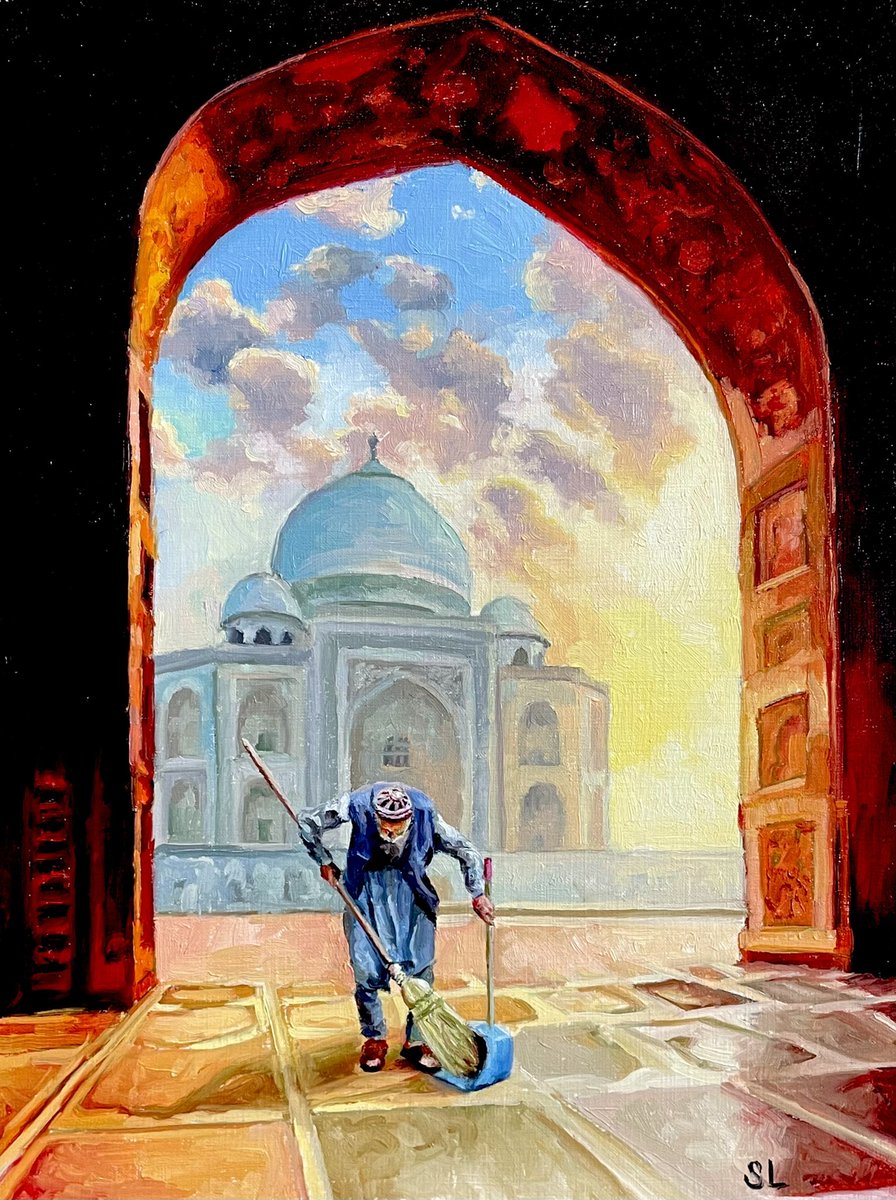The Custodian, oil on paper
