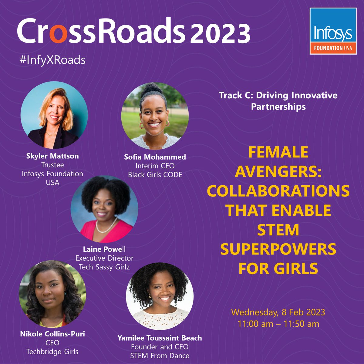 Girls are the future of #CS and #STEM. I’m happy to share that I will be speaking at the 2023 #InfyXRoads in less than two weeks with other incredible women in computer science, as we discuss the most impactful ways to inspire the next generation of girls in STEM. @InfyFoundation