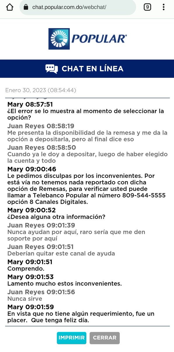 PoliticaDR's tweet photo. Raro sería que el soporte d @Popularenlinea hiciera su trabajo por los canales de ayuda que están para nada, no hay un día que tengan una solución. Siempre mandan a qué llamen y cuando llamas te dicen que vayas a una oficina, simplemente a buscar una information @SuperdeBancosRD https://t.co/Os5QZhZimI