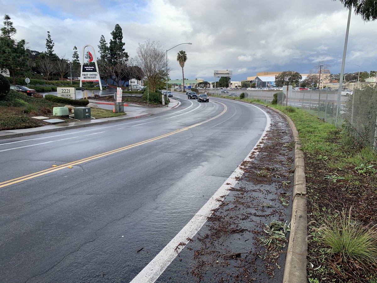 My husband was killed in this bike lane on Camino del Rio S &amp; the only debris on the road is IN the bike lane, making it unusable. This road NEEDS a protected bike lane. Until it has one, @CityofSanDiego please keep the narrow painted bike lane clear &amp; maintain a little safety. https://t.co/oS2YvTSaLR