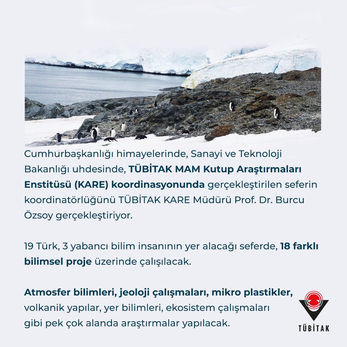 Tubitak's tweet photo. Beyaz Kıta Antarktika'ya 7⃣'nci Sefer! ❄️

Türk bilim insanları, 7’nci Ulusal Antarktika Bilim Seferi kapsamında, dünyanın kara kutusu Antarktika’yı keşfetmek üzere yola çıktılar.🐧🏔️

📍@TUBITAK_MAM KARE

https://t.co/GmzHkVLVIy https://t.co/FUZTlyH2H7