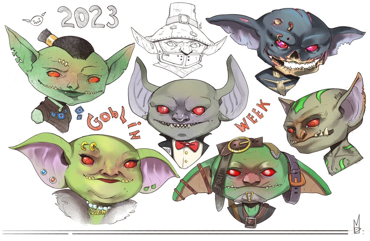 Did a complete picture of all goblins for #GOBLINWEEK 

Would you like to play a #Pathfinder2e campaign for one of them?