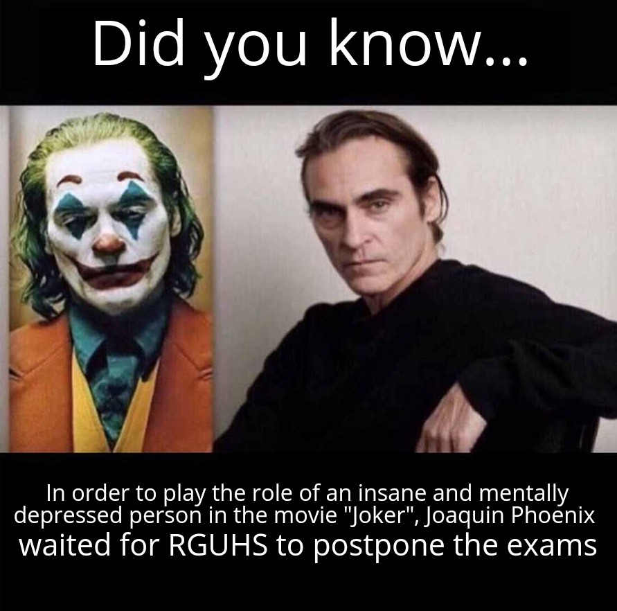 Uncleboob1's tweet photo. #rguhs #MBBS #postponembbs #postponeRS3andRS4exams #JOKER #depression
@ThejaswiKetham https://t.co/TvIszxCBbt