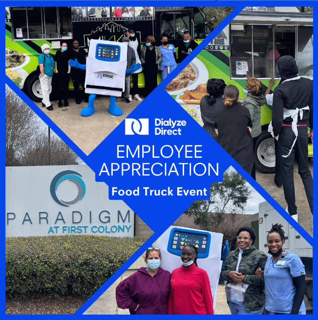 dialyzedirect's tweet photo. Along with our industry partners (nxstage) we celebrated the staff from Paradigm at First Colony Skilled Nursing Facility in Missouri City, Texas by hosting a food truck &amp; dialysis education event. Thanks for organizing this event, Vanessa Santana. https://t.co/s3nCTbDDGB
