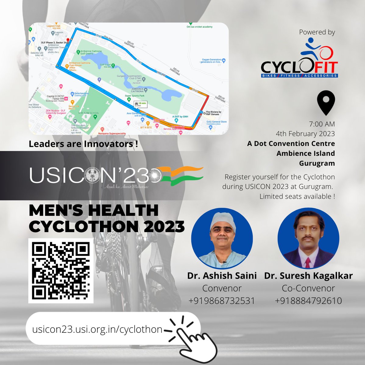 saini_urologist's tweet image. #USICON23 #Cyclothon come and enjoy cycling in pristine surroundings of the venue.We welcome you to India 🇮🇳
