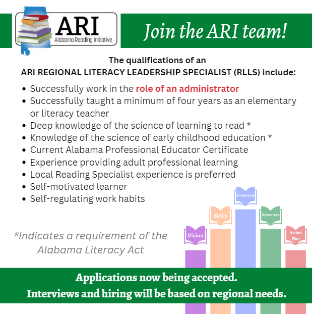 📢Join the ARI Team! 

📚The following is the formal application to apply for regional work as a Regional Literacy Specialist or a Regional Literacy Leadership Specialist. 

forms.office.com/Pages/Response…