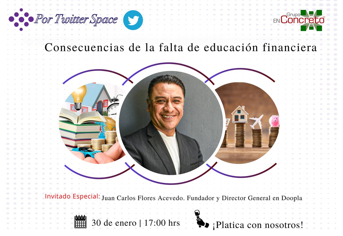 💰👨‍🏫 ¿Cuáles son las consecuencias de la falta de educación #financiera?

¡Conéctate hoy a las 17:00 hrs! 👉 x.com/i/spaces/1vOGw…

🎙️  Juan Carlos Flores, Fundador y Director General en <a href="/dooplamx/">Doopla</a> 

🤔 ¡Te contamos cómo te afecta!
