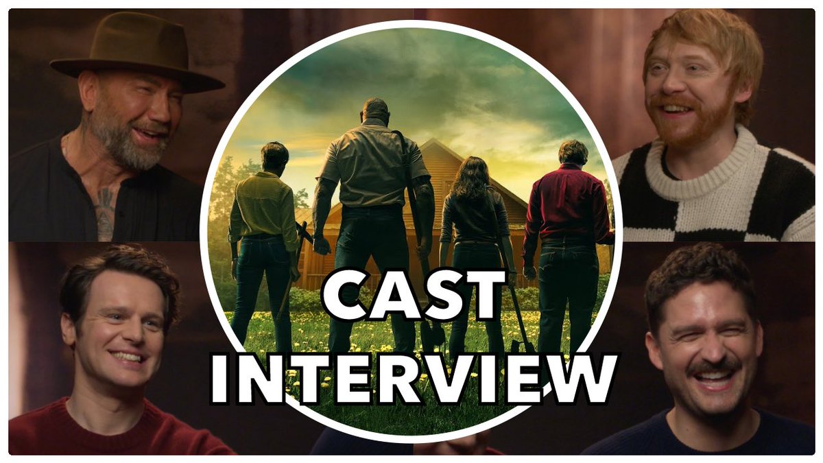JakesTakes's tweet photo. I absolutely LOVED chatting with the cast of @MNightShyamalan’s amazing new film KNOCK AT THE CABIN!

* @DaveBautista
* Rupert Grint
* Jonathan Groff
* Ben Aldridge

LINK: https://t.co/P2dTZH7NLP https://t.co/5Nj4dQKGmQ