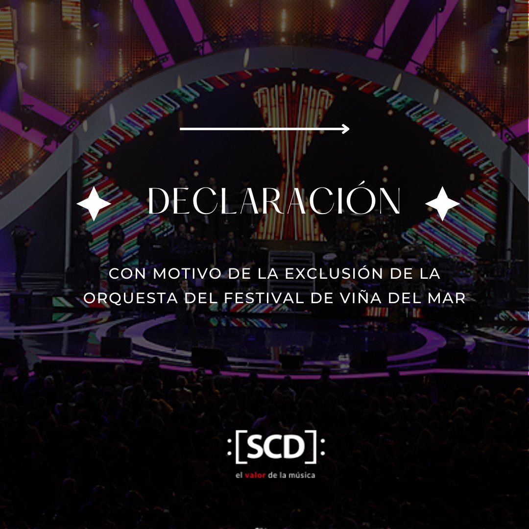 scd_chile's tweet photo. ‼️ Declaración de SCD sobre la exclusión de la Orquesta del Festival de Viña del Mar en su edición 2023 ‼️

#MusicaChilena #FestivalDeViña  #Viña2023 https://t.co/wi4qE4mlKx