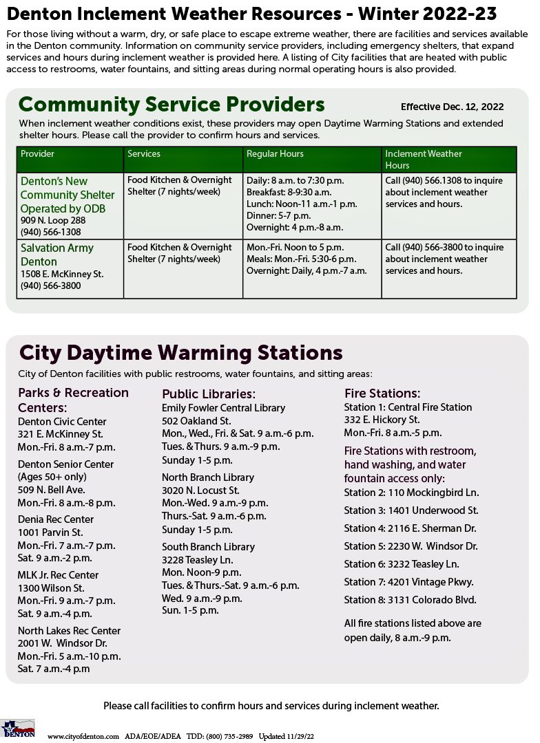 Denton warming stations: