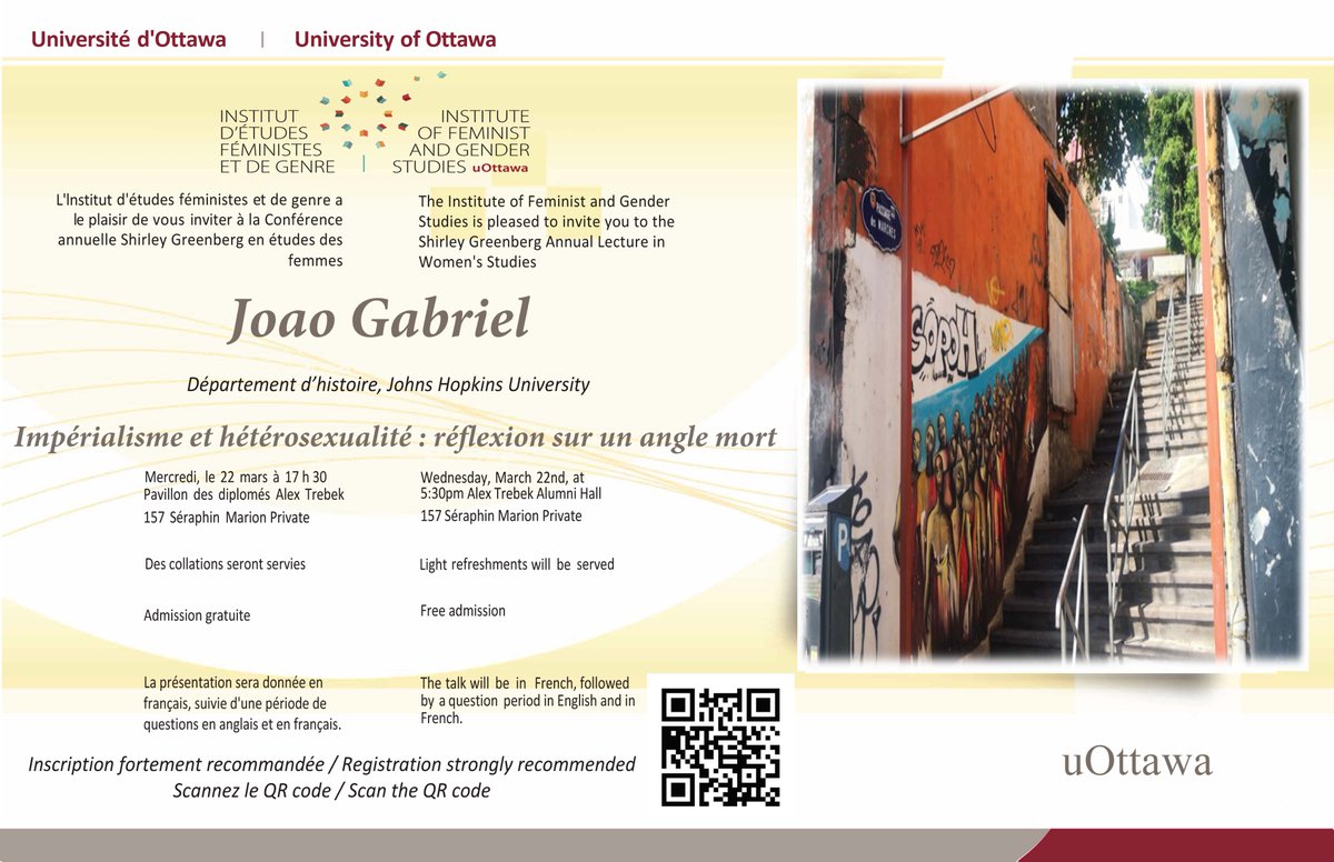 📅Réservez la date! Joignez-vous à nous à la conférence annuelle Shirley Greenberg avec Joao Gabriel, le 22 mars.

📅Save the date! Join us at the Shirley Greenberg Annual Lecture with Joao Gabriel on March 22nd.