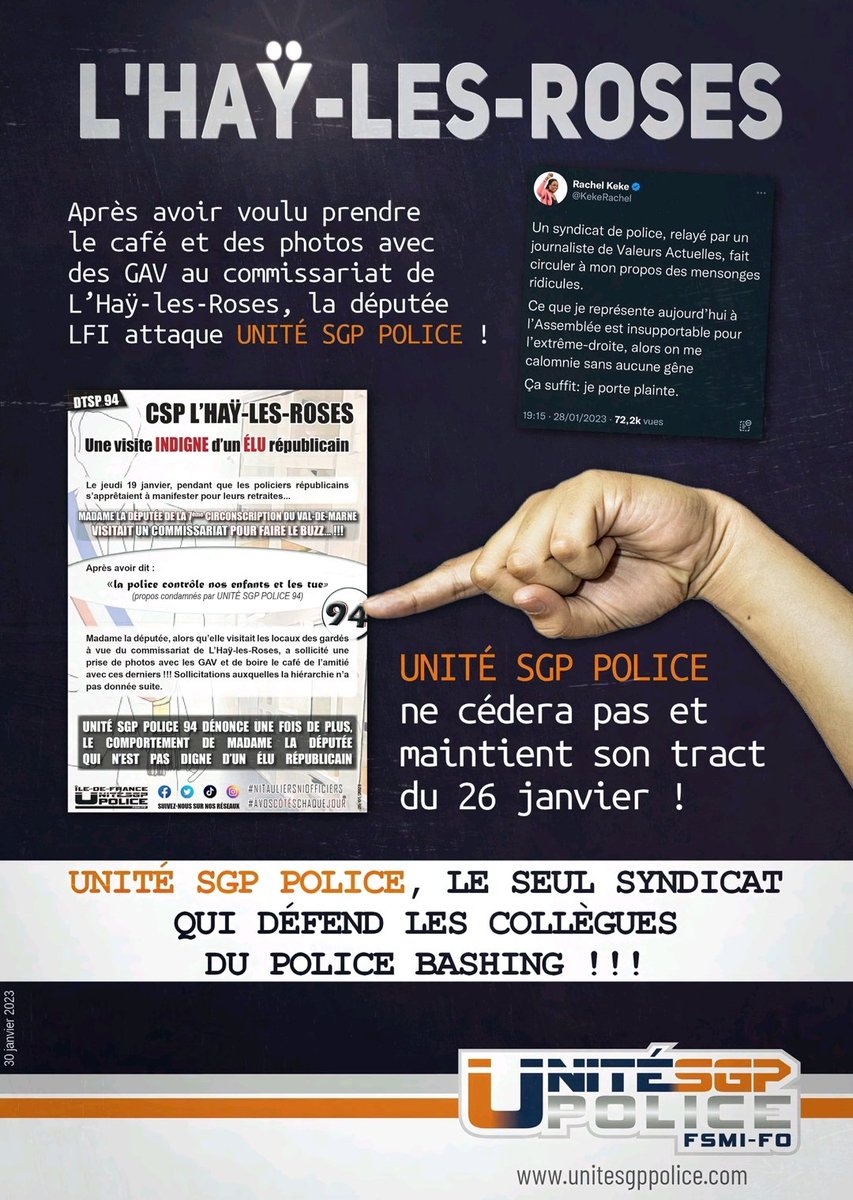 un1te_idf's tweet image. Oui Madame la députée, votre comportement n&apos;est pas digne d&apos;un Élu de la République.

🔴 UNITÉ SGP POLICE PERSISTE ET SIGNE ! 

#bashing #police #carrière #lfi #depute #attaque #valdemarne #lhaylesroses