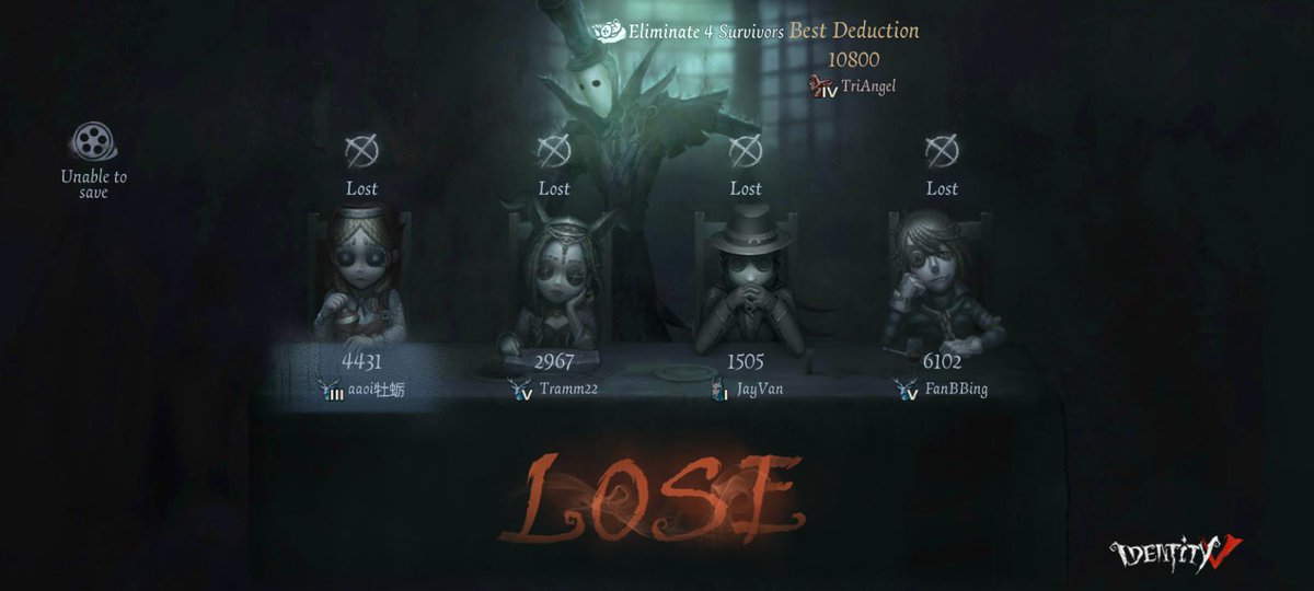 I'm playing Identity V. Fancy a game? 
My wifi was so bad i threw this match