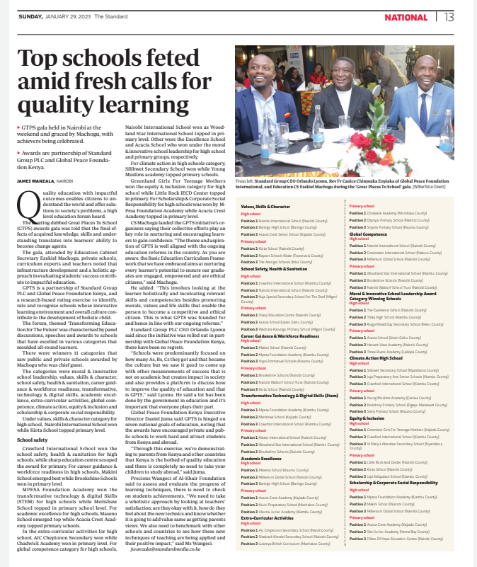OSBORNMKAMAU's tweet photo. We are grateful to God for being ranked position one climate action category ( High school option). Our little known school is humbled. Silibwet Secondary School Nyandarua. This was done during the Gala Dinner at the 3rd edition of Great Places To School. https://t.co/ygCNahndgt