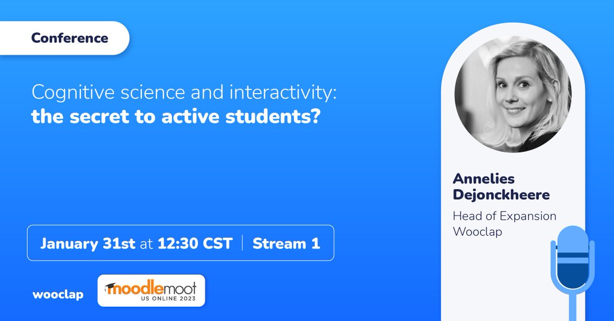 🤩We hope you’re enjoying this first day at <a href="/mootus23/">mootus23</a> as much as we are!

Our head of expansion Annelies will give a talk TOMORROW about cognitive sciences &amp; capturing your students' attention.
We’d love for you to come! 🧠

You can find all the info here: moodlemoot.us/wooclap/