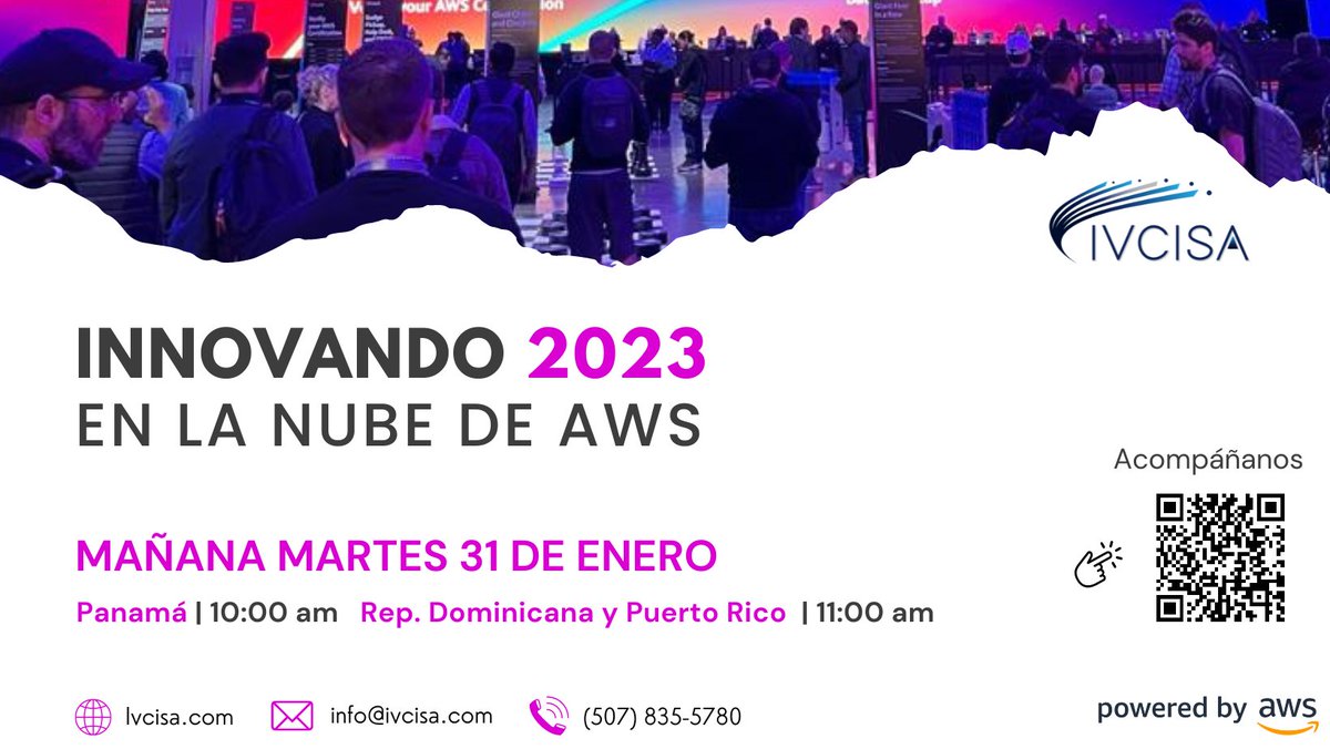 ivcisainc's tweet photo. Recuerda que mañana martes se realizará nuestro evento "Innovando 2023 en la nube de AWS", donde conocerá todo lo que viene este año en soluciones de gestión y análisis de datos, gobernabilidad, integración, seguridad, y mucho más.

No pierdas detalles: https://t.co/w9qh39AoY6 https://t.co/yKTux4MxHj