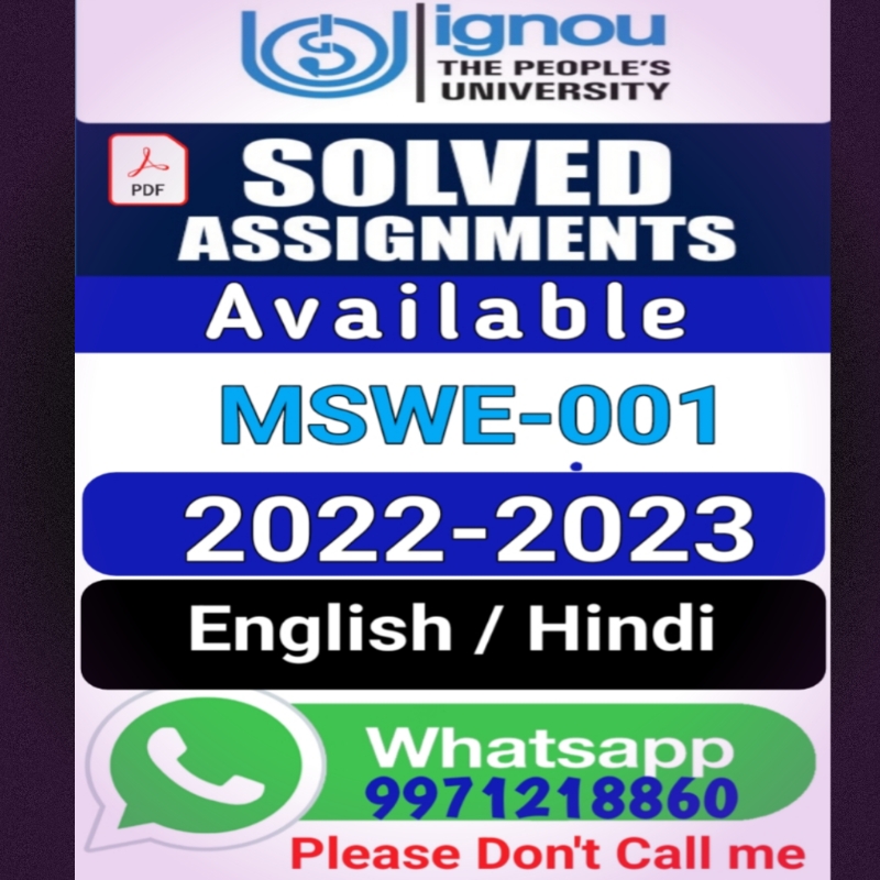 smahto181's tweet image. MASTER DEGREE IN SOCIAL WORK
(MSW 2nd Year) Assignment: 2022-2023
Course code: MSWE-001 : HIV/AIDS: Stigma, Discrimination and Prevention
We are providing IGNOU Solved assignment in PDF file on WhatsApp no. 9971218860.
#ignou
#solvedassignment