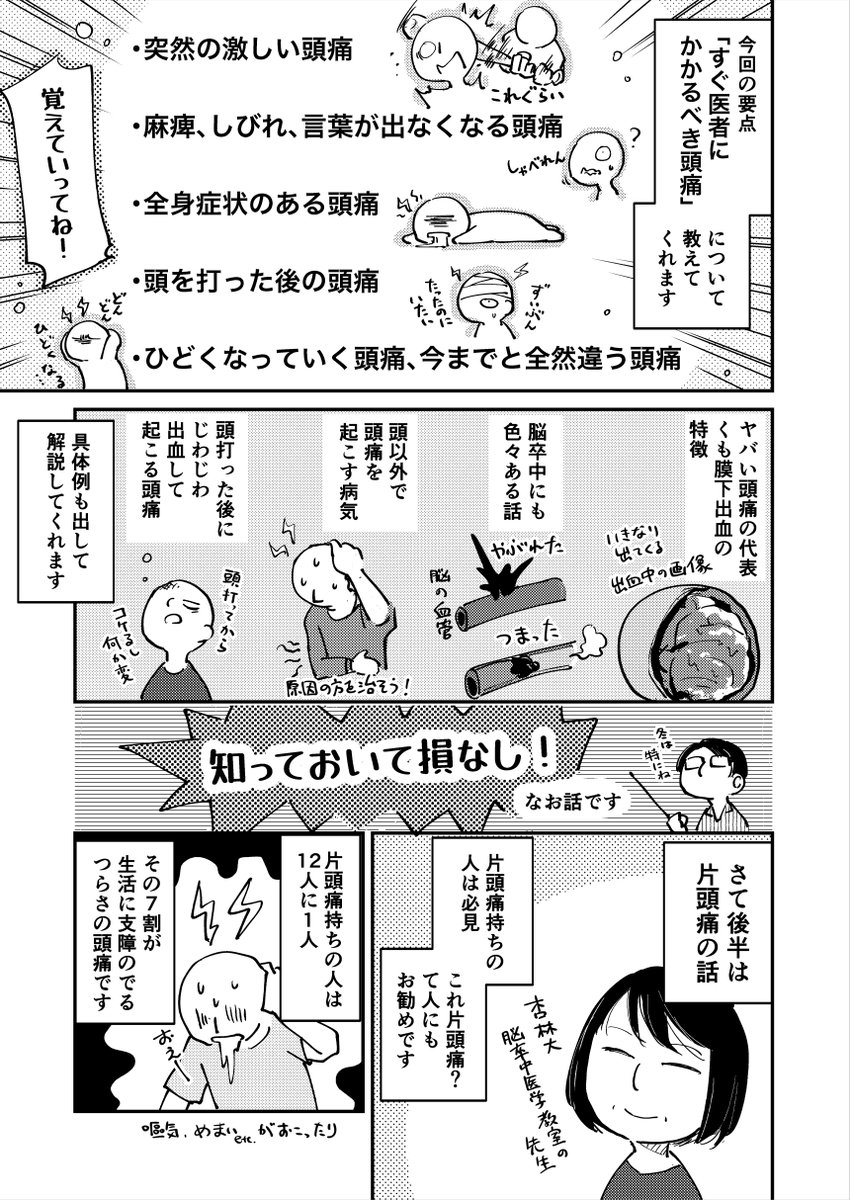 「ヤバい頭痛」の話をきこう!の件
#医総会2023 #医総会マンガ #医総会博覧会広報応援部
医総会マンガ⑥ 