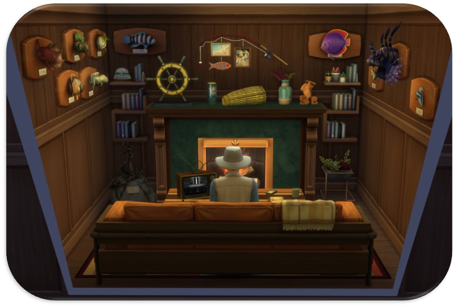 SimsLegacy5083's tweet photo. I got here pretty quickly - it made sense to me given how sims can mount their catches in the game.  

I'm really happy with how this one turned out.

#NYNewRooms #Sims4 #sims4buildchallenge https://t.co/I2BNfJxyw6