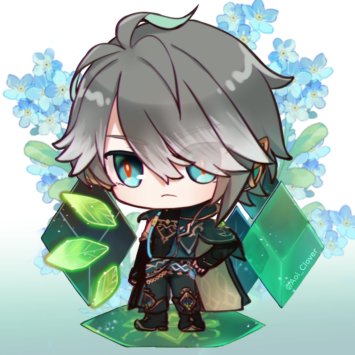 「chibis~!#原神 #Alhaitham #Yaoyao  #Genshin」|青いClover ε= (ฅ• ω´•ฅ )のイラスト