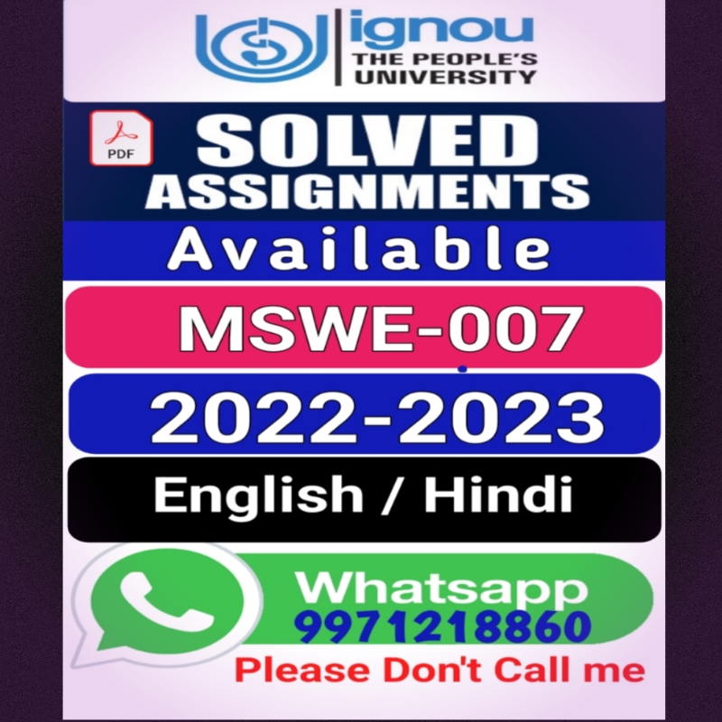 smahto181's tweet image. MASTER DEGREE IN SOCIAL WORK
(MSW 2nd Year) Assignment: 2022-2023
Course code: MSWE-007 : International Social Work
We are providing IGNOU Solved assignment in PDF file on WhatsApp no. 9971218860.
#ignou
#solvedassignment