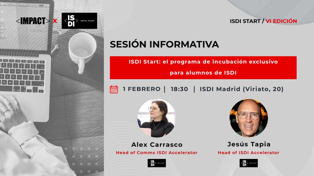 ISDIacc's tweet image. Si eres estudiante de @ISDI_edu y tienes una idea de #startup o proyecto y quieres que te ayudemos a lanzarla al mercado con #ISDIStart: el programa de #incubacion exclusivo para alumnos y ex alumnos de #ISDI el 1.02
👉 master.isdi.education/isdi-start-acc…
#ISDIacc #xISDI #TheWorldISDIgital