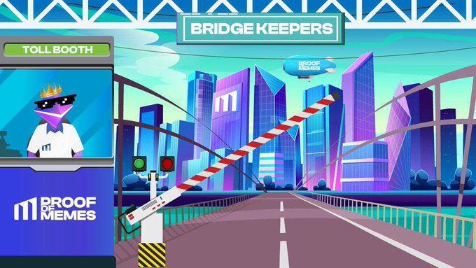Mister_Holle's tweet photo. @Warrior_PR_ #MemeConnect is our new bridge: #ETH and #BSC can now bridge to #Pomchain.

#BridgeKeeper is a NFT with utility: The bridge fees (1%) are shared among all 500. Only 9 left.

Mint your own: https://t.co/neGm7ORbB3

$POM @Proof_Of_Memes #POM https://t.co/a9aGiATABh