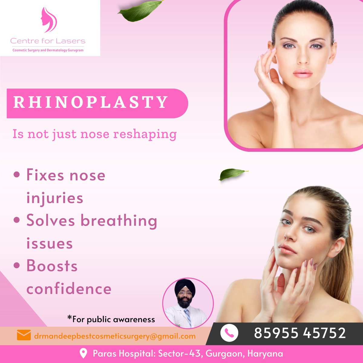 Rhinoplasty is not just nose Reshaping
For more info
Call @ 8595545752
Follow us on
Dr. Mandeep Singh

#drmandeepsingh #centreforlasers #plasticsurgeon #plasticsurgery  #cosmeticsurgery #Rhinoplasty #noseshape #unhappynose #fixnoseinjury #boostconfidence #nosereshaping