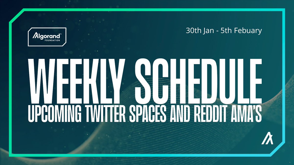 AlgoFoundation's tweet photo. 🧵 1/

$ALGO fam, we have a busy week ahead with lots of 🔥 AMAs

✅ Alternative investments with @Joinctrlalt 
✅ AlgoKit with @JohnAlanWoods and @loedn_ 
✅ Algorand News with @nonfungibleab and @ryanRfox 
✅ DeFi startups with @algorandeurope, @Althenalabs and @silodefi https://t.co/0Ie8jbkyV2