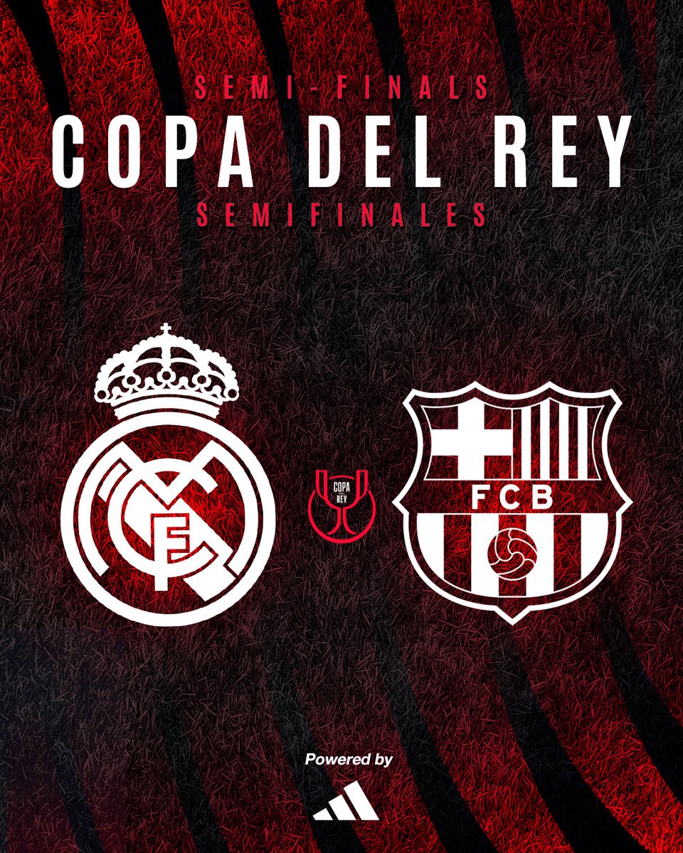 realmadrid's tweet photo. 🆚 ¡Nuestro rival en las semifinales será el @FCBarcelona_es!
🏆 #CopaDelRey | @adidasfootball https://t.co/ZDlWDG9r7c