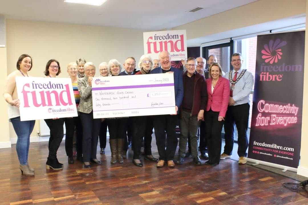 wtcwhitchurch's tweet photo. Last week we were delighted to host the 1st awards for the @FreedomFibre Freedom Fund to local organisations, who each received up to £250 of funding for green projects. The event was attended by Whitchurch Mayor, Cllr Andy Hall and @HelenMorganMP

#whitchurchshropshire https://t.co/0K5RIkPaxf