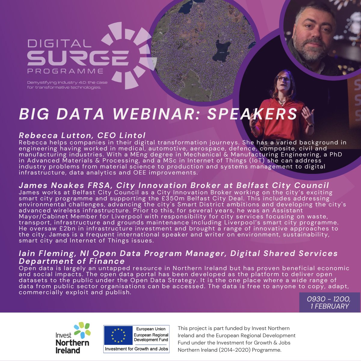 SurgeProgramme's tweet image. Great line up for Wednesday's Big Data webinar! W/ @belfastcc @flaxandteal @opendatani
Join from your desk! bit.ly/3ntQBSJ