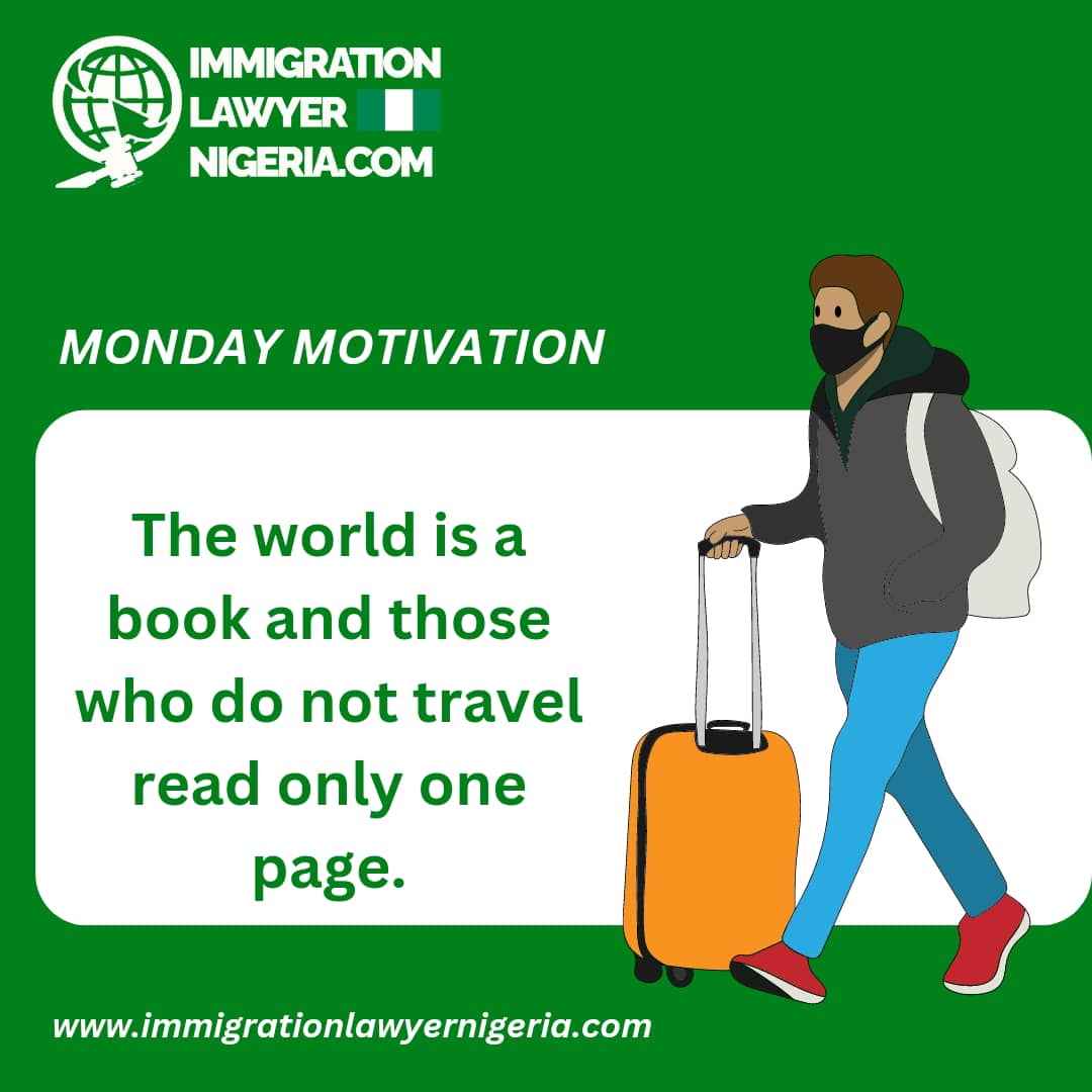 immilawnig's tweet photo. #MondayMotivation 
The world is a book and those who do not travel read only one page.
#immigrationlawyer #immigration #travellife #travellers #mondaymotivation #fyp https://t.co/7RZpIzWVin