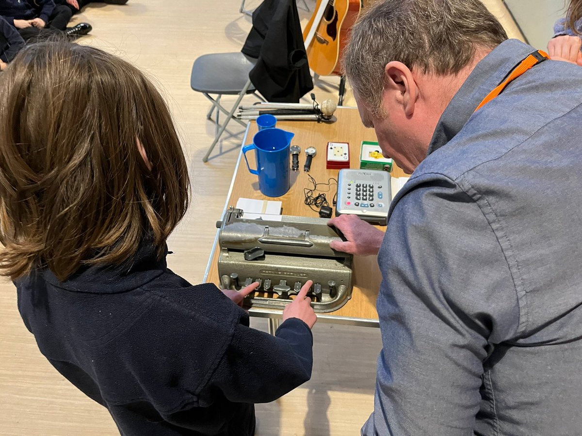 st_werburghs's tweet photo. We welcomed Carl Morgan this morning - the UK’s first blind music therapist. He talked to KS2 about using a cane, reading and writing braille and gadgets he uses to help him. Year 6 then composed and improvised together in a workshop. https://t.co/2AXBNClqUg