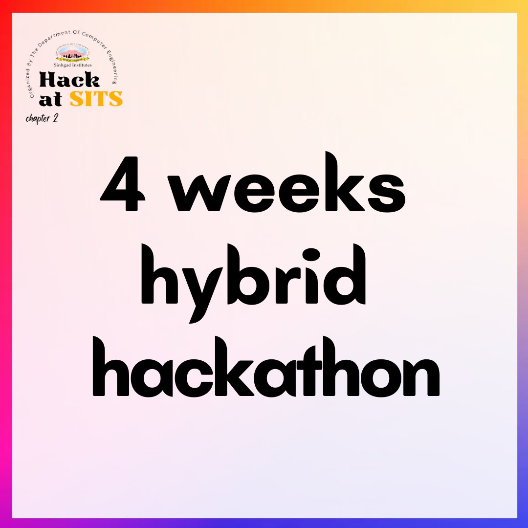 hackatsits's tweet photo. “Hackathon”: a word capable to create a buzz in the community.
We the Team of HACK AT SITS are coming up with a different concept.
"4-week-long hybrid hackathon"
Till that make sure you start forming your team.
Pre-registration starting soon 🎉
#hackatsits #Hackathon https://t.co/caqjsPlMbz