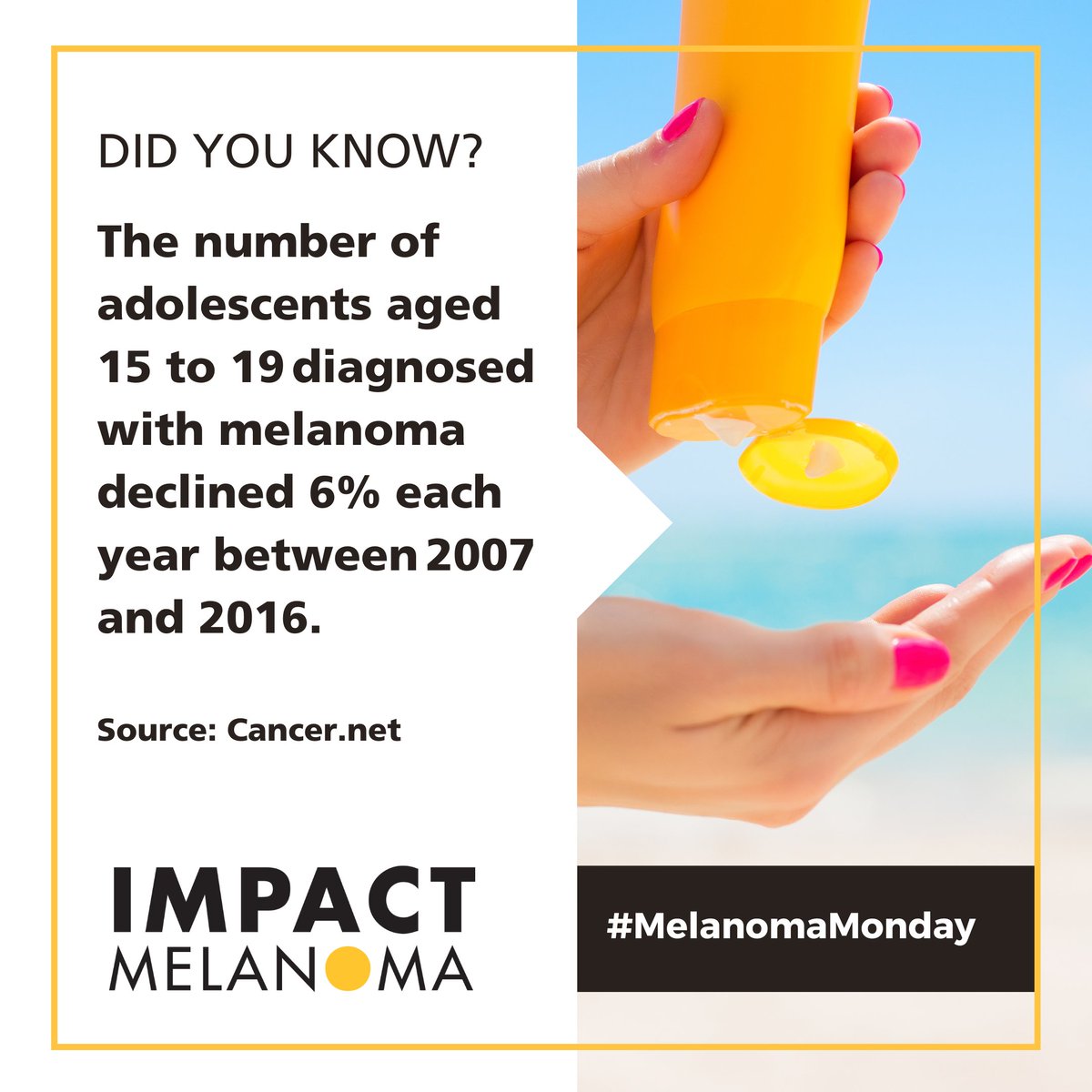 IMPACTMelanoma's tweet photo. Prevention education makes an impact! Check out our award-winning program for classrooms, #YourSkinIsIn, and start making a difference in your community today: https://t.co/GWtXOFw9VK #IMPACTMelanoma #MelanomaMonday https://t.co/5sHlBatY9K