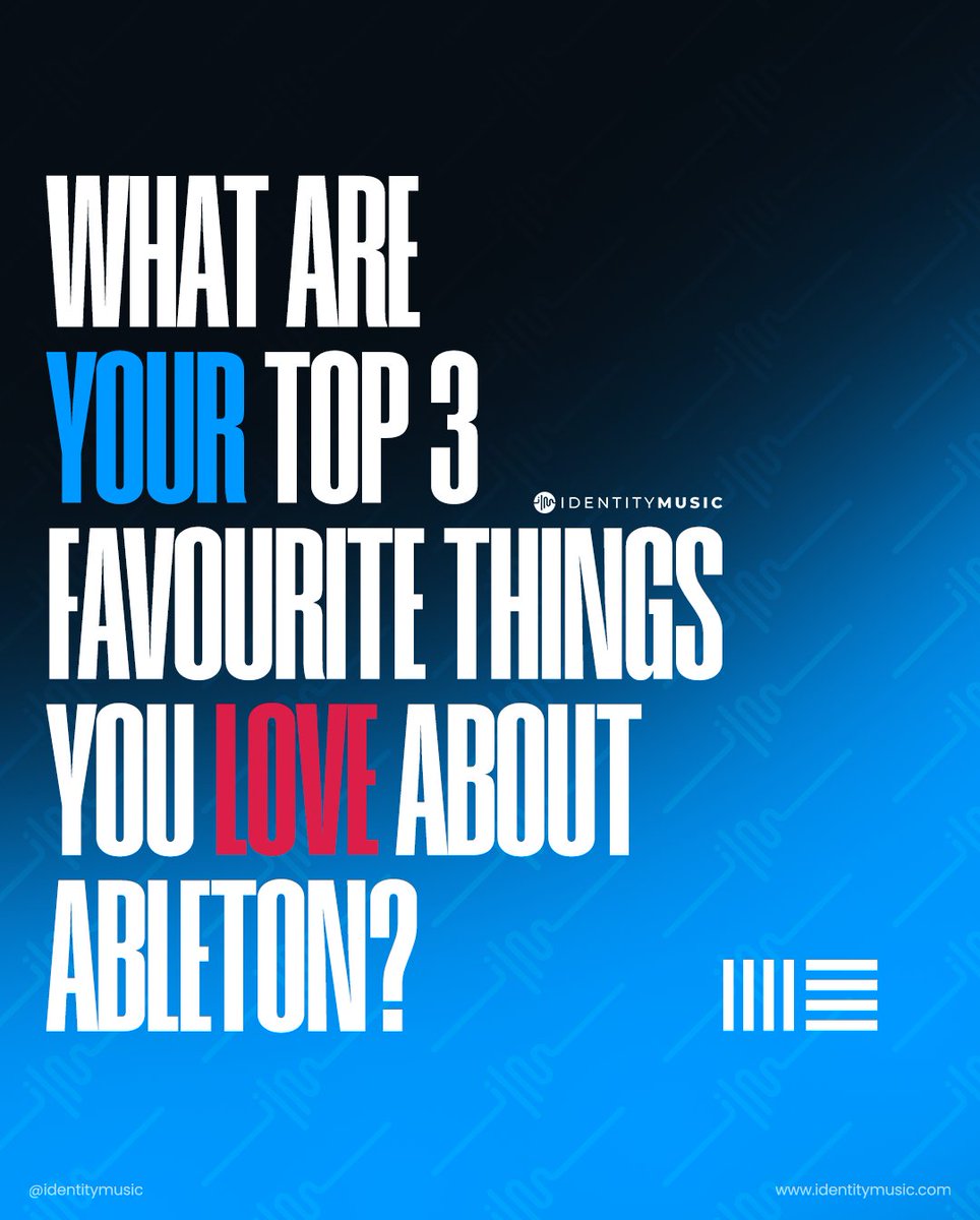 Identity_Music_'s tweet photo. Nothing better to ask people who use #Ableton, do you have spare time? New musicians are looking for DAWs, why choose Ableton?

What are the top 3 things you love about it!

#music #musician #newmusic #newmusician #startingout #daw https://t.co/SEQCxZTCv4