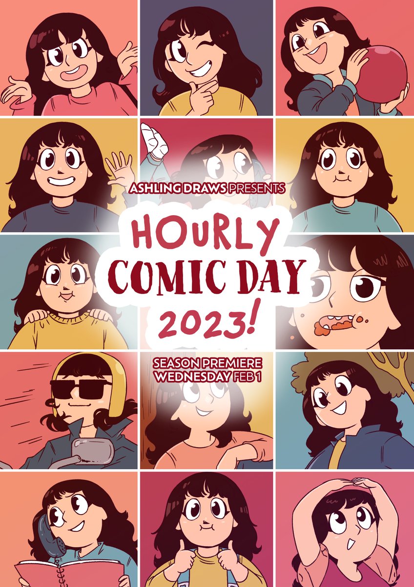 Mark your calendars for HOURLY COMIC DAY 2023 season premiere, WEDNESDAY Feb 1! 📚✏️ #HourlyComicDay #HourlyComicDay2023