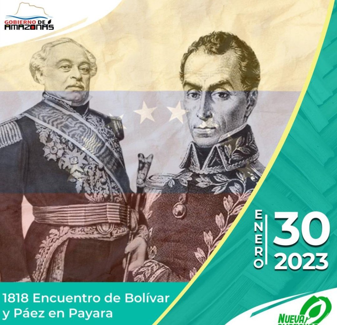 #EFEMÉRIDES📌📆 || Ante la necesidad de unificar los ejércitos, Bolívar se traslado a los Llanos en busca de Páez. Este, ante la imponente presencia del Libertador, juro e hizo jurar a sus oficiales y soldados el reconocimiento a la autoridad de Bolívar.

#LaNuevaAmazonas