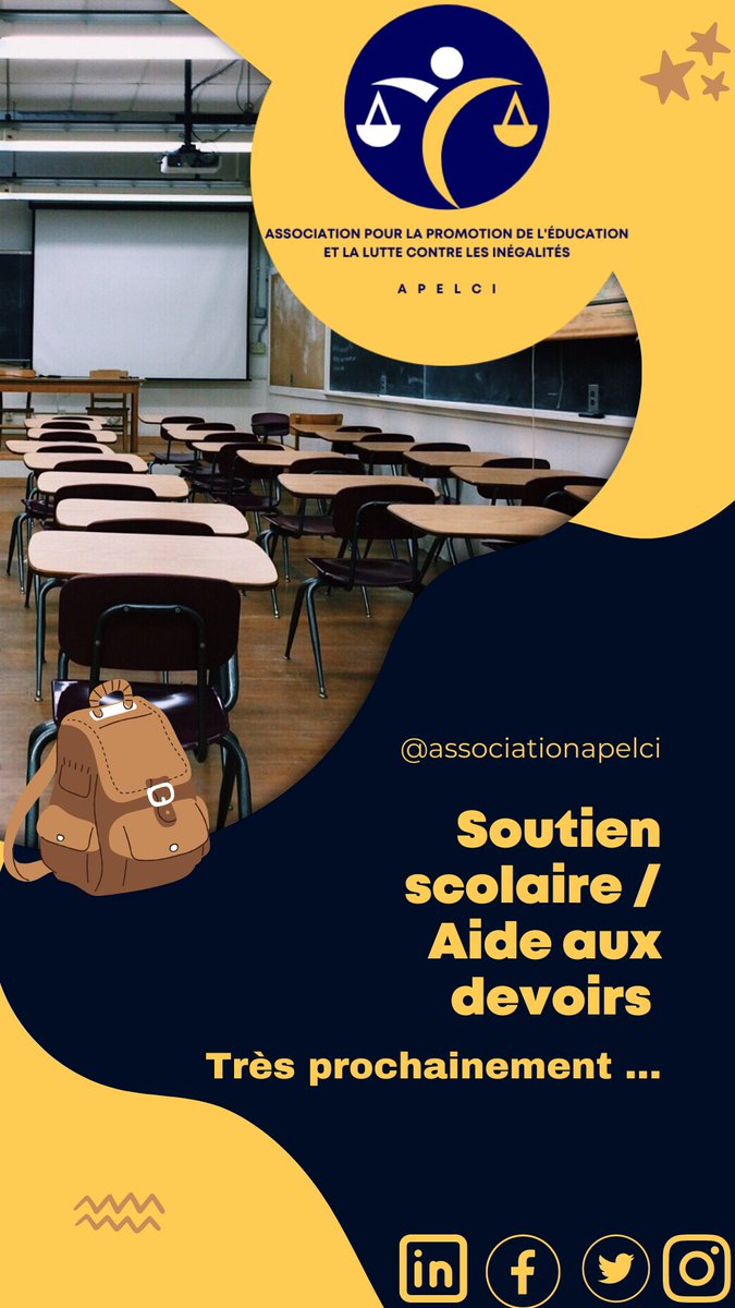 assoapelci's tweet photo. En cet agréable début de semaine, nous avons une excellente nouvelle pour vous : une cellule d'aide aux devoirs et de soutien scolaire est en train d'être mise sur pied. 

Devenez bénévoles et participez à cette action dans un élan de solidarité.

#apelci #soutienscolaire #aides https://t.co/908envErrz