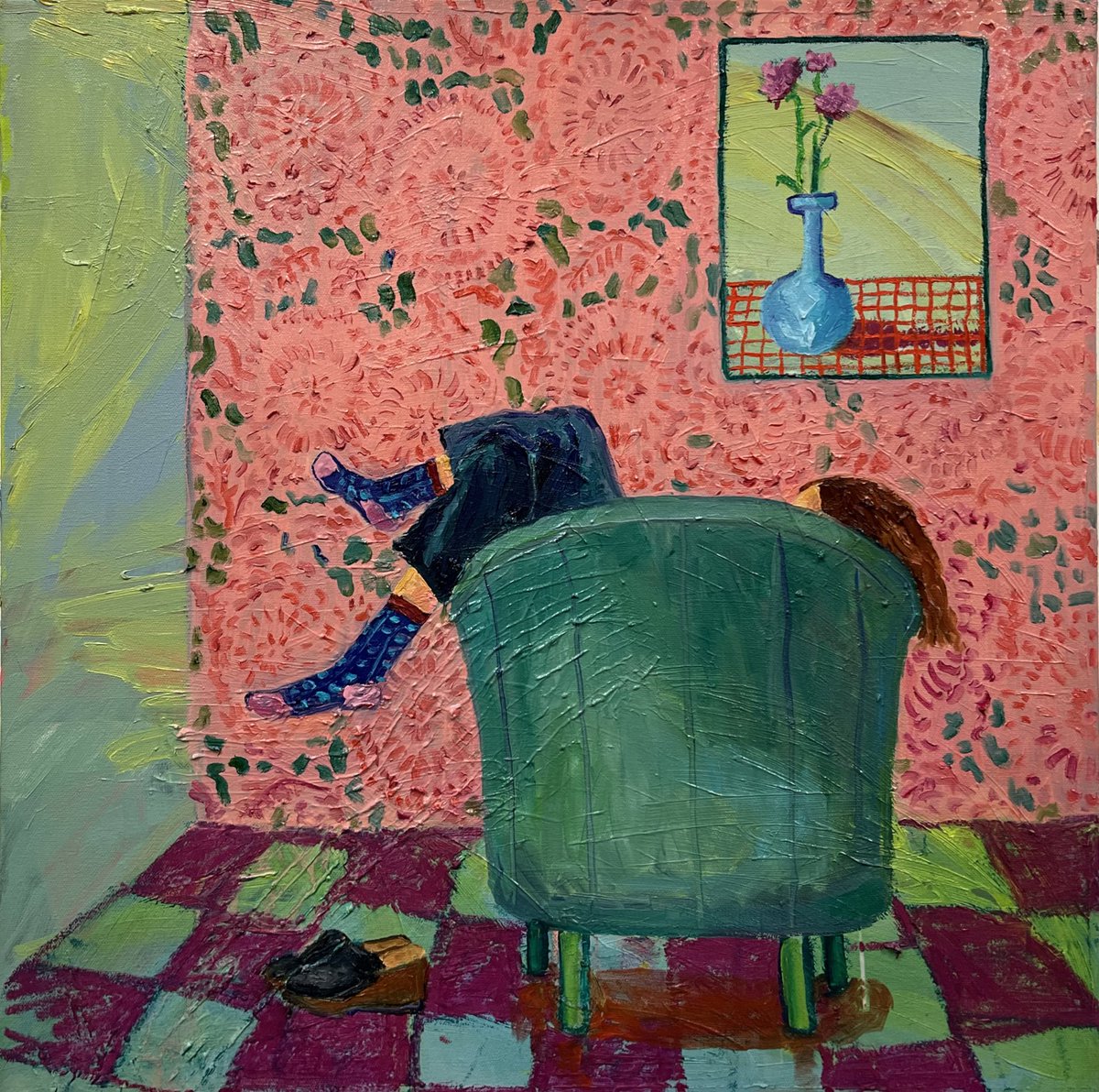 sydguzman's tweet photo. Patterned room, 2023 
Oil on canvas https://t.co/y8W6smcq9w