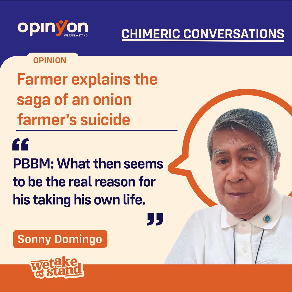 OpinYonNews's tweet photo. Farmer explains the saga of an onion farmer's suicide
By Sonny Domingo
PBBM: What then seems to be the real reason for his taking his own life.
Read more
https://t.co/l6x4XDDN0X
#Farmer #Saga #OnionFarmer #Suicide #PBBM #Chimeric #Conversations #ChimericConversations #Column https://t.co/lLNjhBb4HJ